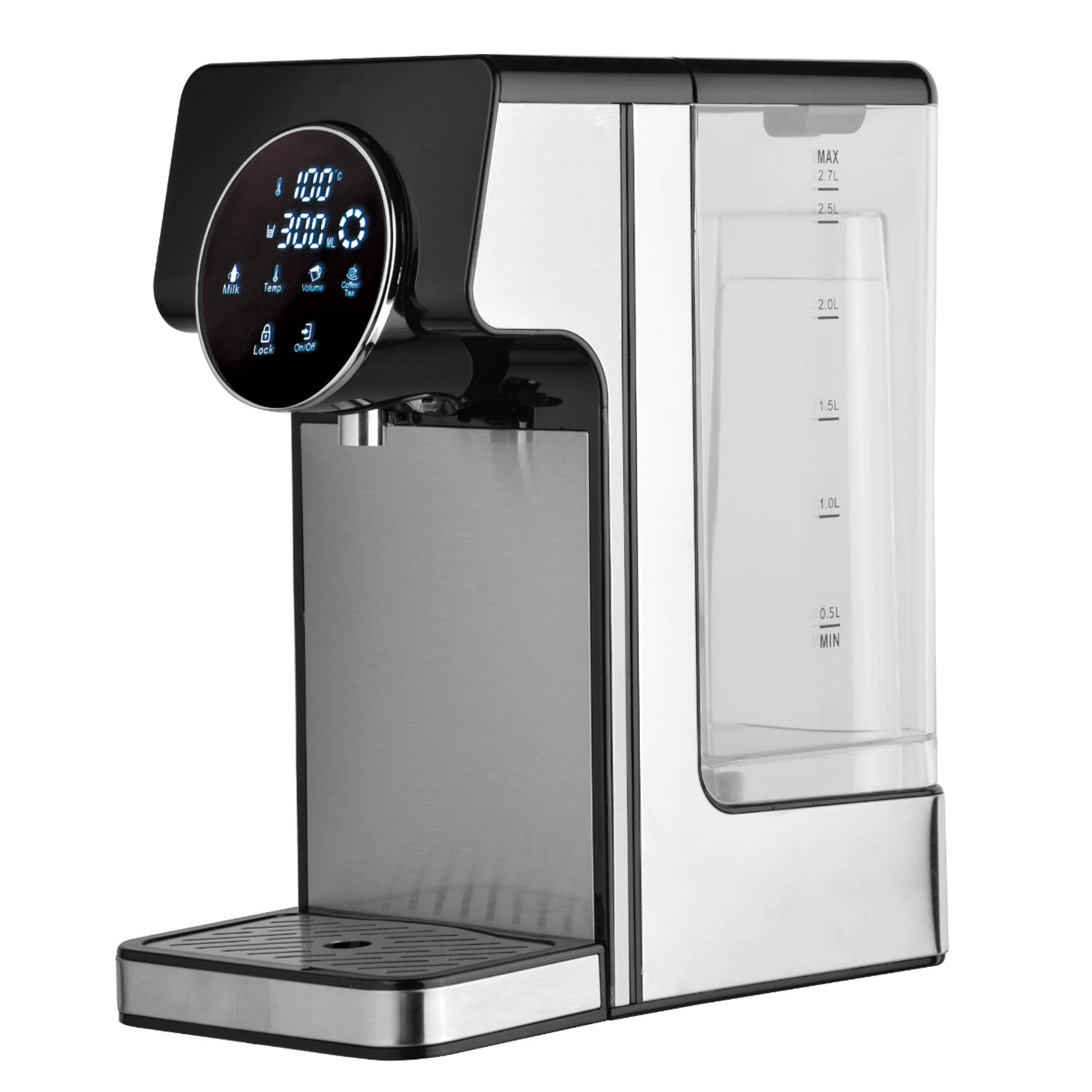 Perow Heetwaterdispenser - Waterkoker - Heetwatertap - Instant waterkoker - RVS - Zwart - 2.7 Liter
