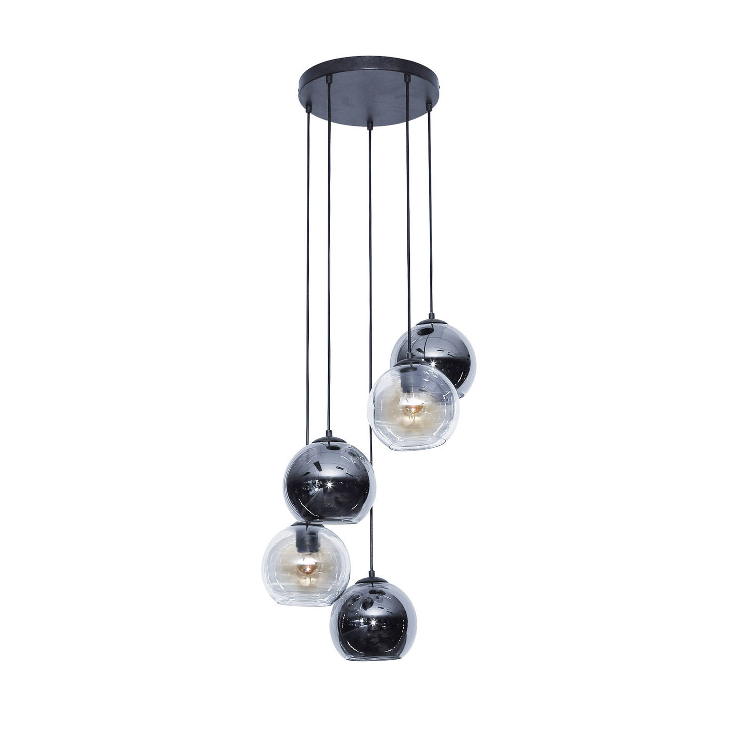 Hanglamp Henriette glas rond getrapt 5-lichts