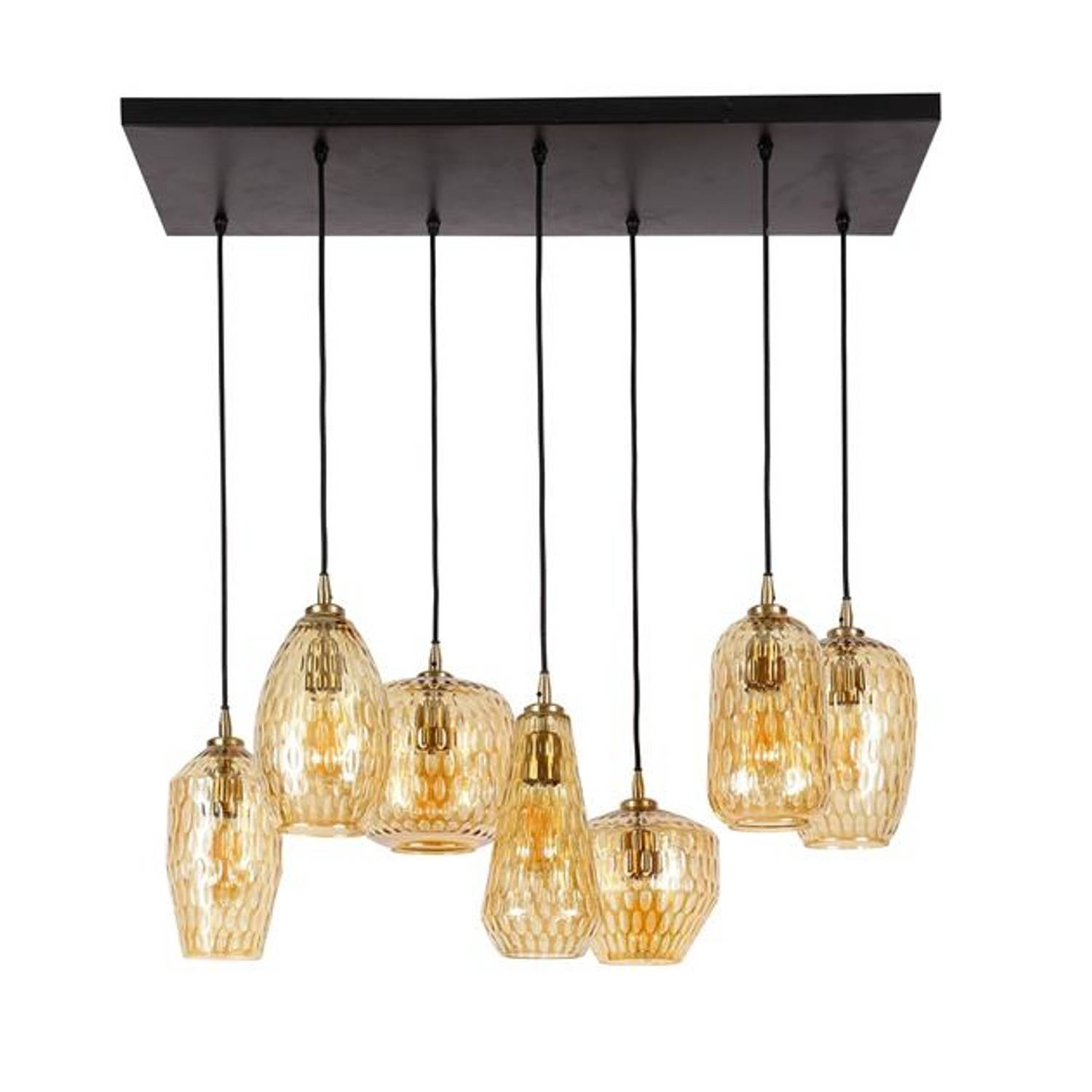 Hanglamp Lisa glas amber oval 7-lichts
