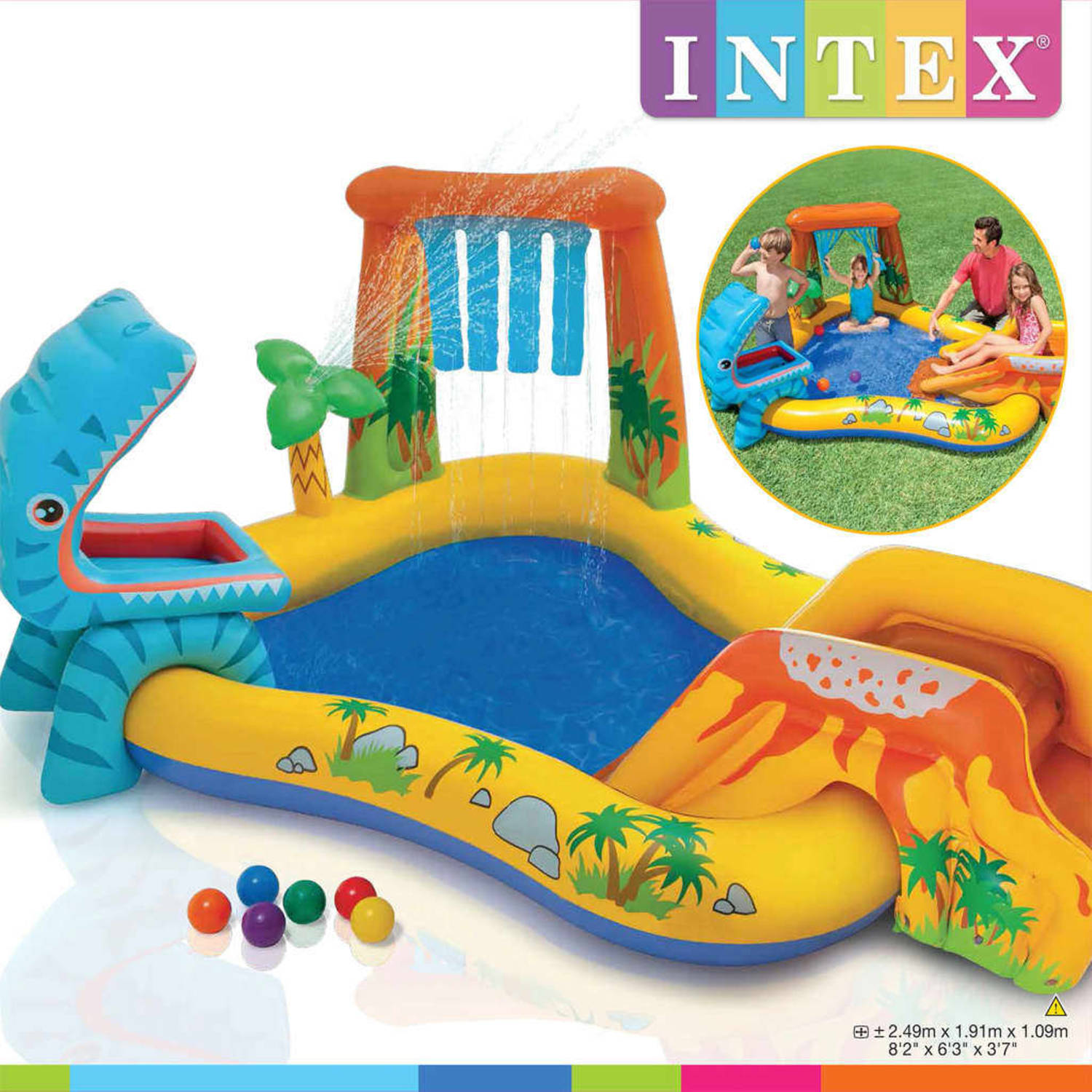 Intex Opblaaszwembad Dinosaur Play Center 249x191x109 cm 57444NP
