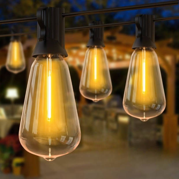 Homezie Lichtsnoer 15 meter met 25 grote LED bulbs Waterdicht Warm wit Koppelbaar & Dimbaar Lampjes slinger