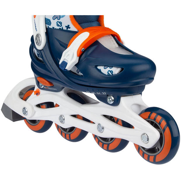 Nijdam Inline Skates - Skeelers - Traffic Racer - Marine/Oranje/Wit/Zilvergrijs - Verstelbaar - Maat 37-40
