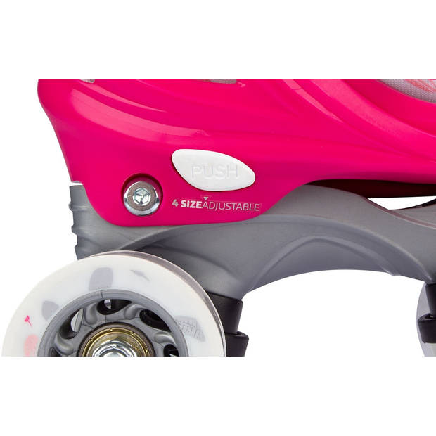 Nijdam Rolschaatsen Verstelbaar - Feather Drops - Fuchsia/Roze/Wit/Zilvergrijs - 33-36