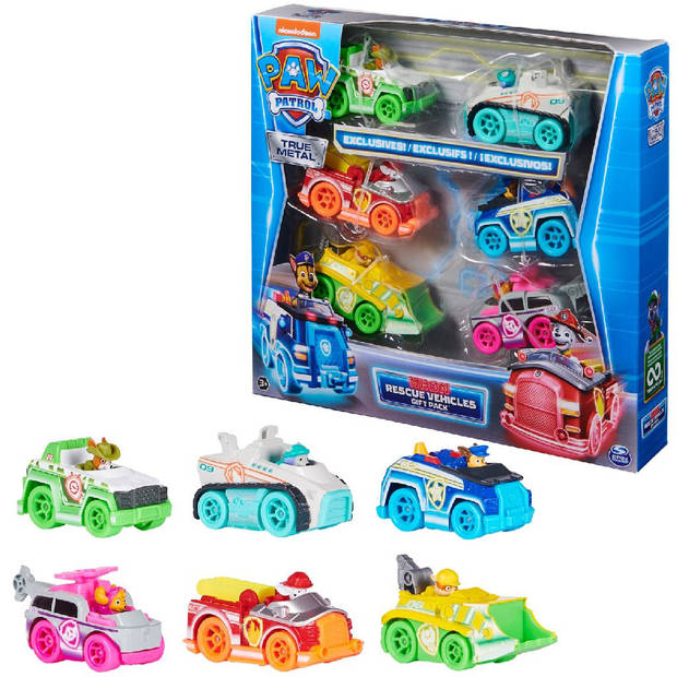 PAW Patrol True Metal 1:55 - 6 Pack - Neon - Cadeauset