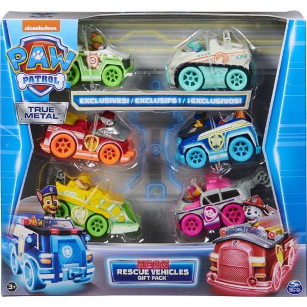 PAW Patrol True Metal 1:55 - 6 Pack - Neon - Cadeauset