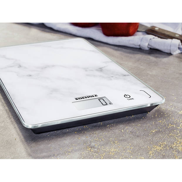 Soehnle keukenweegschaal Compact 300 - digitaal - 1 gr nauwkeurig - tot 5 kg - marmerlook - wit