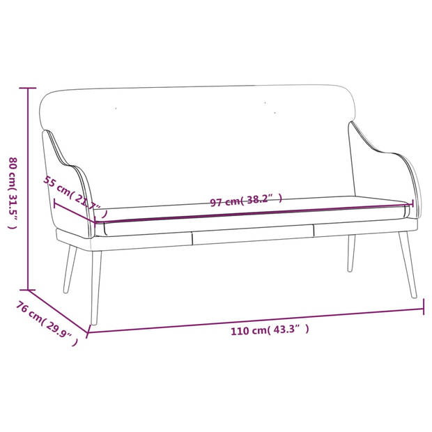 vidaXL Bankje 110x76x80 cm kunstleer zwart