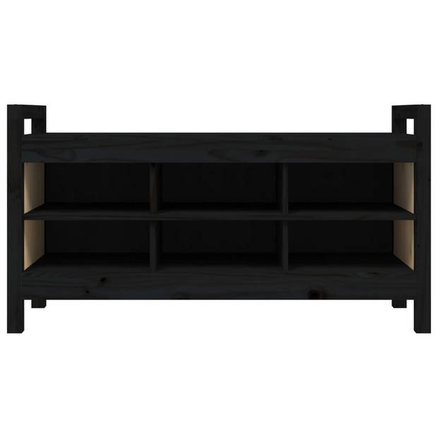 The Living Store Halbank Grenenhout - Zwart - 110 x 40 x 60 cm - Opbergbank met 6 vakken