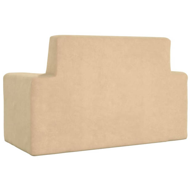 The Living Store kinderbank Pluche - 84x39x50.5 cm - afneembare hoes - schuimvulling - crème