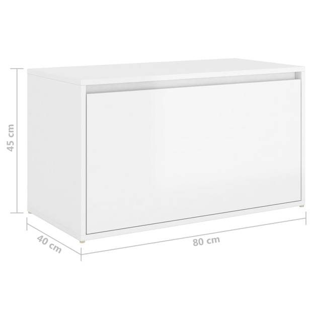 The Living Store Opbergbank - hoogglans wit - spaanplaat - 80 x 40 x 45 cm - duurzaam en praktisch