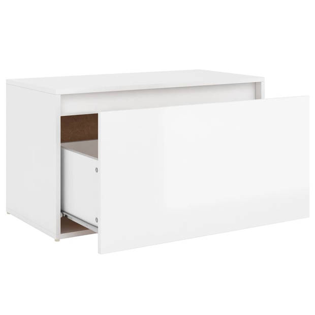 The Living Store Opbergbank - hoogglans wit - spaanplaat - 80 x 40 x 45 cm - duurzaam en praktisch