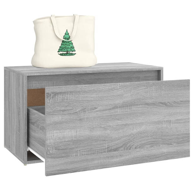 The Living Store Halbank - Hout - Opbergbankje 80x40x45cm - Grijs Sonoma Eiken materiaal met Montage vereist