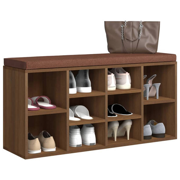 The Living Store Schoenenbank Opbergmeubel - 103 x 30 x 48 cm - Bruineiken - Duurzaam materiaal