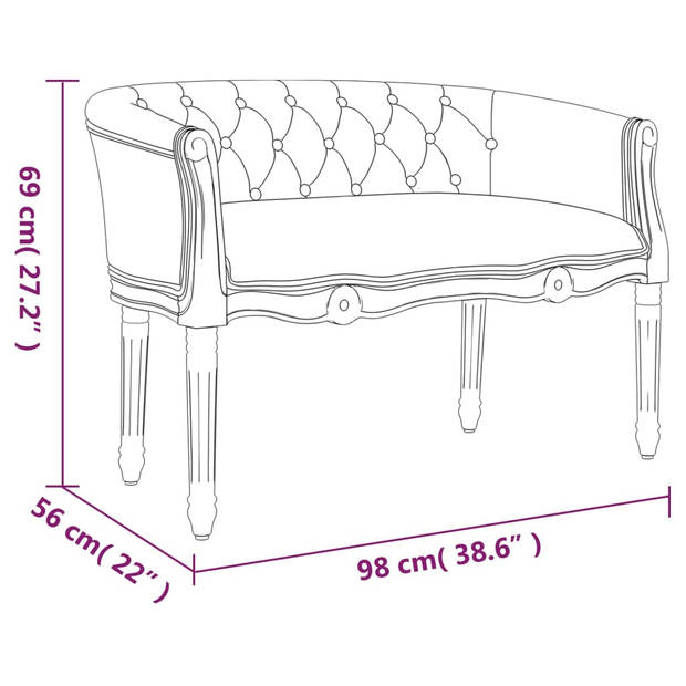 vidaXL Bankje 98x56x69 cm stof donkergrijs