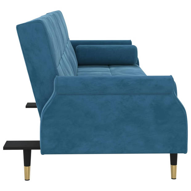The Living Store Slaapbank Fluweel - Blauw - Verstelbare rugleuning - Comfortabele zitplaats - Stevig frame - Metalen