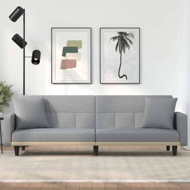 The Living Store Slaapbank - Lichtgrijs - 220 x 89 x 70 cm - Verstelbare rugleuning