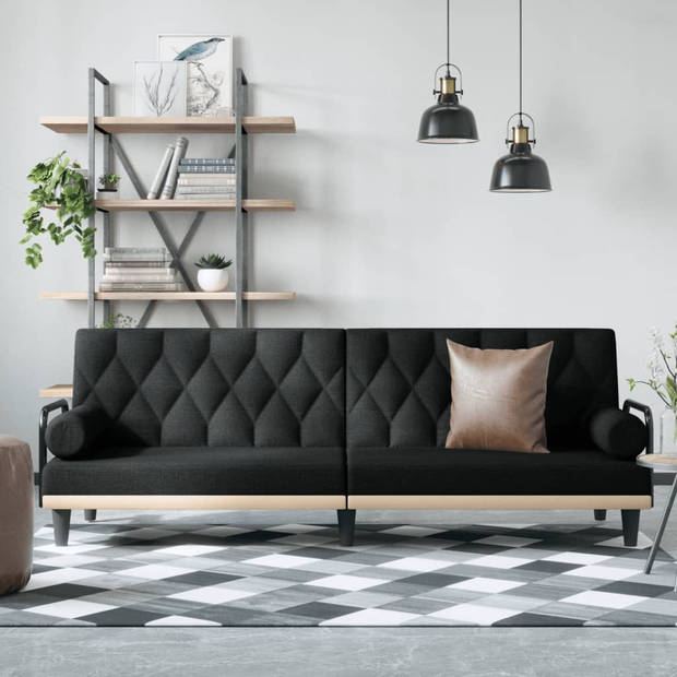 The Living Store Slaapbank - Zwart - 205 x 89 x 70 cm - Verstelbare rugleuning - Comfortabele zitting - Inclusief