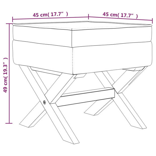 The Living Store Kruk Franse Vintage - Donkergrijs Fluweel - 45x45x49 cm - Opbergruimte - Comfortabel