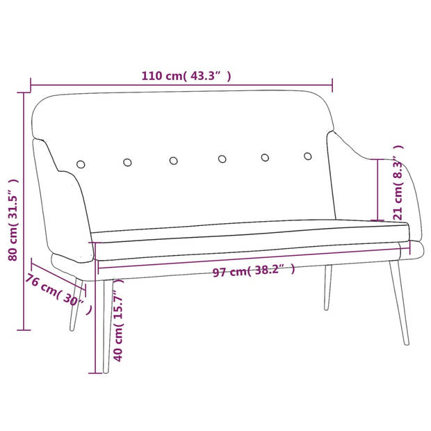 vidaXL Bankje 110x76x80 cm stof lichtgrijs