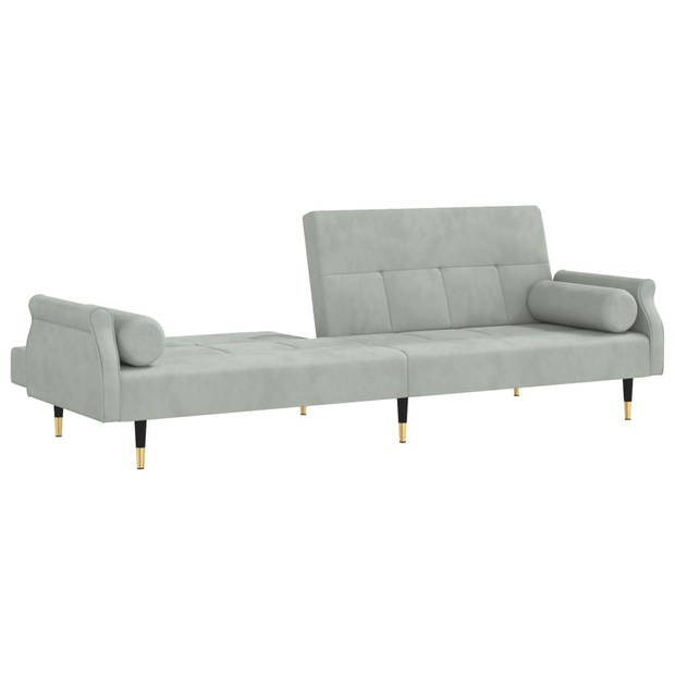 The Living Store Slaapbank Chesterfield - Fluwelen - 216x89x70 cm - Lichtgrijs