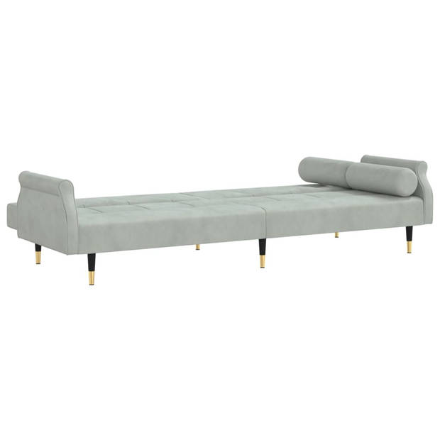 The Living Store Slaapbank Chesterfield - Fluwelen - 216x89x70 cm - Lichtgrijs