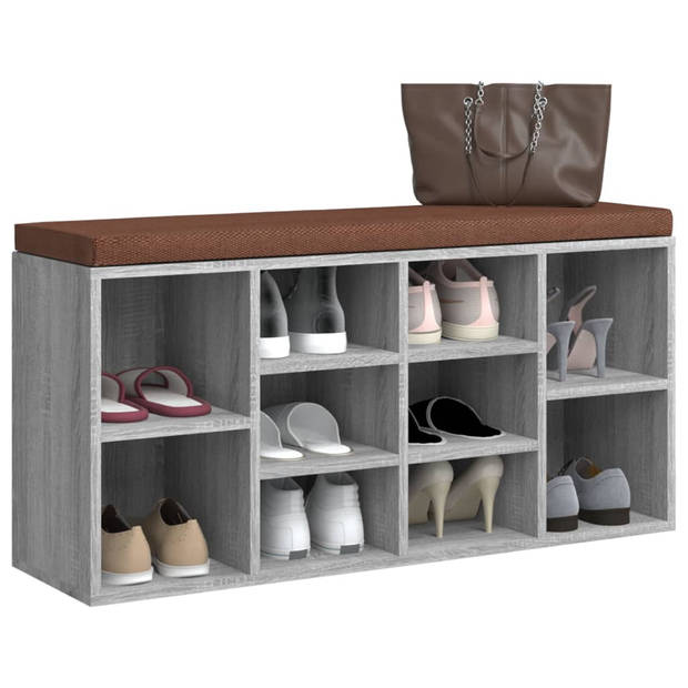 The Living Store Schoenenbank - Trendy en praktisch - Opbergruimte voor 10 paar - Comfortabel zitvlak - Grijs sonoma