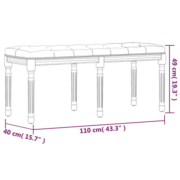 vidaXL Bankje 110x40x49 cm fluweel donkergrijs