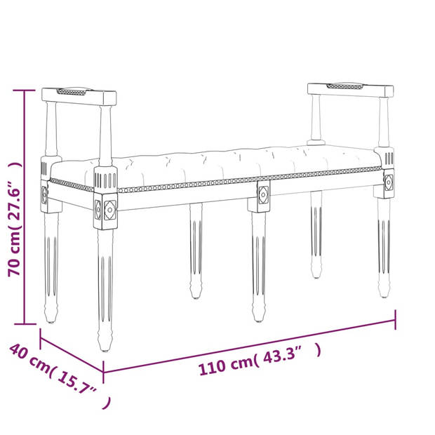 vidaXL Bankje 110x40x70 cm fluweel roze