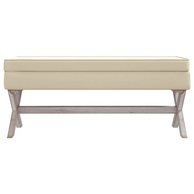 The Living Store Voetenbank Beige - 110 x 45 x 49 cm - Stoffen bekleding - opbergruimte - Franse vintage stijl