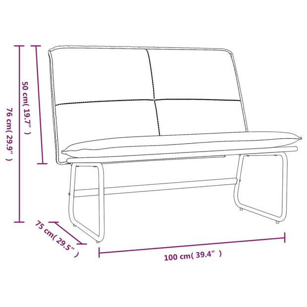 vidaXL Bankje 100x75x76 cm kunstleer cappuccinokleurig