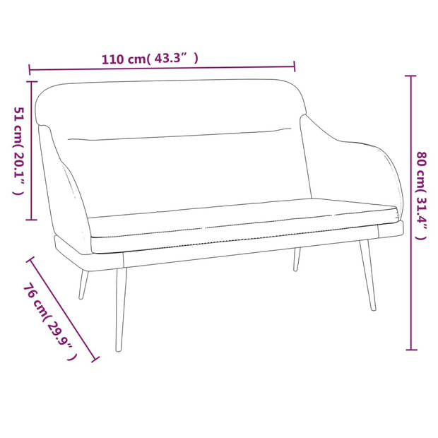 vidaXL Bankje 110x76x80 cm fluweel lichtgrijs