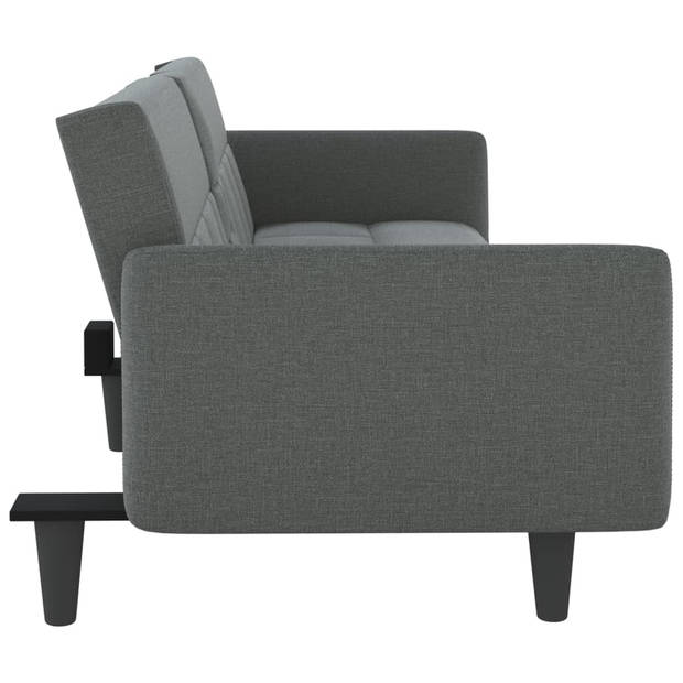 The Living Store Slaapbank Dark Grey 220x89x70cm - Adjustable Backrest - Foldable Tea Table - Sturdy Frame - USB Port -