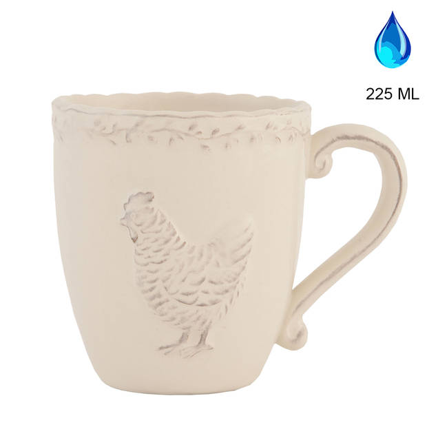 HAES DECO - Mokken set van 4 - 13x9x10 cm / 225 ml - met Kip - Chicken