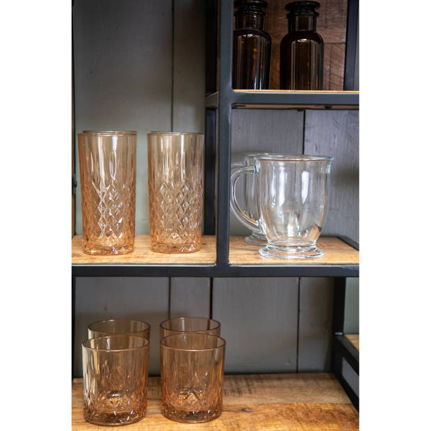 HAES DECO - Mokken set van 4 - 13x10x12 cm / 400 ml - Glas - Mok