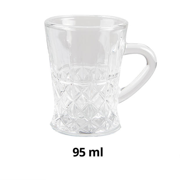 HAES DECO - Mokken set van 6 - 6x8x8 cm / 95 ml - Glas - Mok