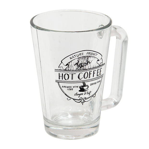 HAES DECO - Mokken set van 4 - 11x8x12 cm / 250 ml - met tekst &quot;HOT COFFEE&quot; - Hot Coffee