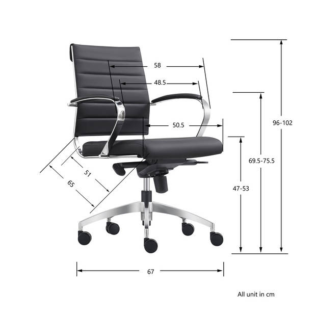 Bureaustoel Cádiz Wit - 100% leder