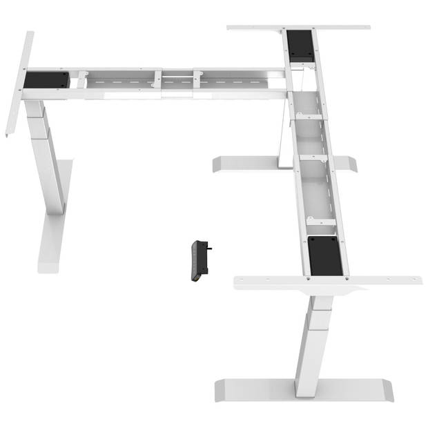 Elektrisch verstelbaar bureau Robson eik - Hoek zit-sta frame grijs