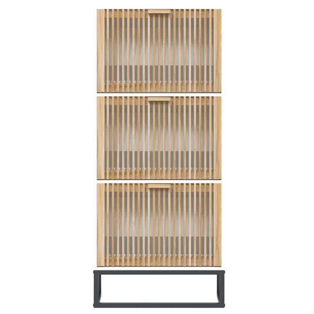 The Living Store Schoenenkast - Elegant - Bewerkt hout - 52 x 25 x 120 cm