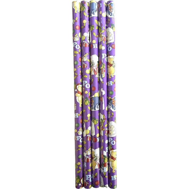 Winnie de Poeh kerstpapier inpakpapier cadeaupapier voor Kerstmis - 2 meter x 70 cm - 5 Rollen