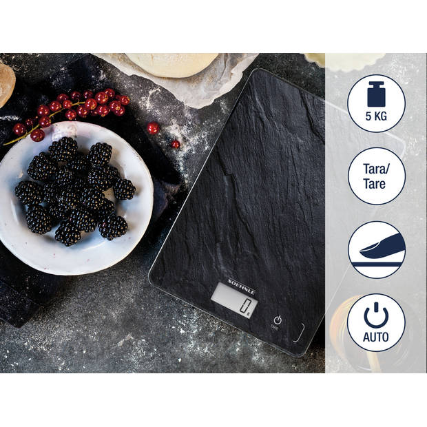 Soehnle keukenweegschaal Compact 300 - digitaal - 1 gr nauwkeurig - tot 5 kg - leisteenlook - zwart