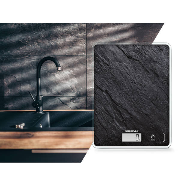 Soehnle keukenweegschaal Compact 300 - digitaal - 1 gr nauwkeurig - tot 5 kg - leisteenlook - zwart