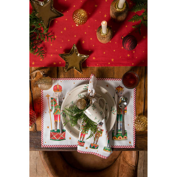 HAES DECO - Set van 4 Wegwerpservetten - 33x33 cm (20 stuks in verpakking) - Papier - Holly Christmas