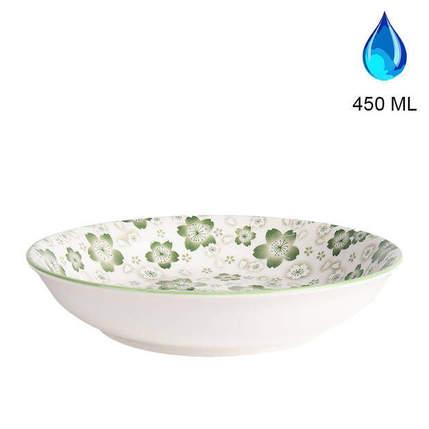 HAES DECO - Set van 2 Soepkommen / Mueslischalen - Ø 20x4 cm/ 450 ml - Groen - Aardewerk - Diverse servies