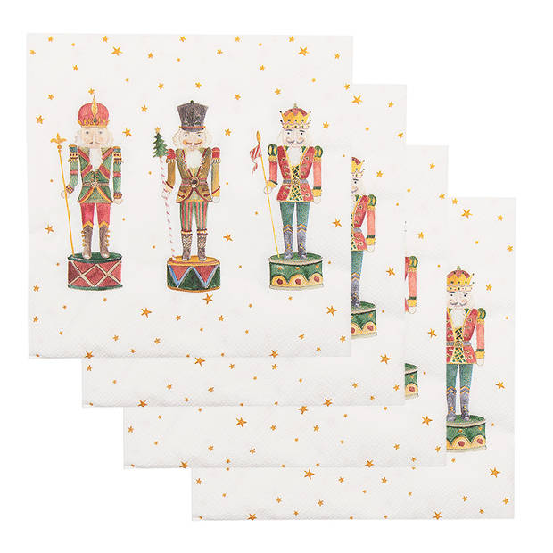 HAES DECO - Set van 4 Wegwerpservetten - 33x33 cm (20 stuks in verpakking) - Papier - Happy Little Christmas