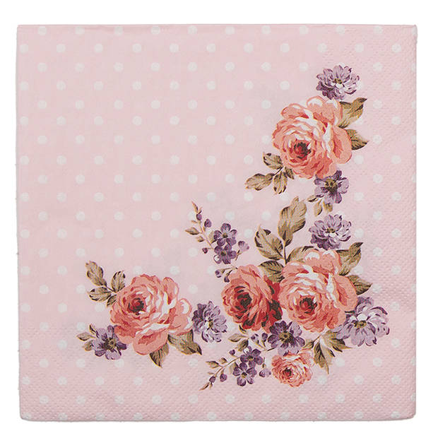 HAES DECO - Set van 4 Wegwerpservetten - 33x33 cm (20 stuks in verpakking) - Papier - Dotty Rose