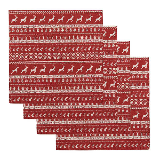 HAES DECO - Set van 4 Wegwerpservetten - 33x33 cm (20 stuks in verpakking) - Papier - Nordic Christmas