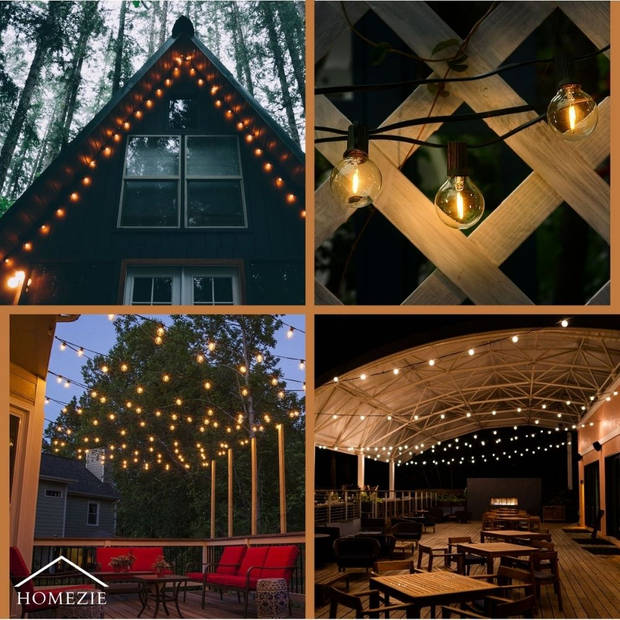 Homezie Lichtsnoer 36 meter met 60 LED bulbs Waterdicht Warm wit Koppelbaar & Dimbaar Lampjes slinger