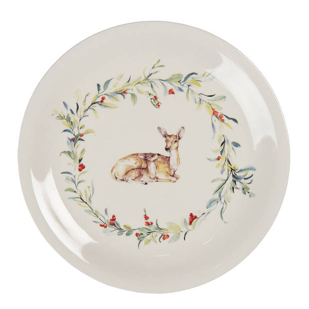 HAES DECO - Dinerborden set van 2 - Formaat Ø 28x2 cm - Keramiek - Dearly Christmas