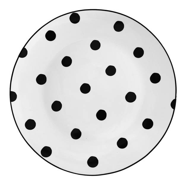 HAES DECO - Dinerborden set van 4 - Formaat Ø 26x2 cm - Porselein - Big Dots